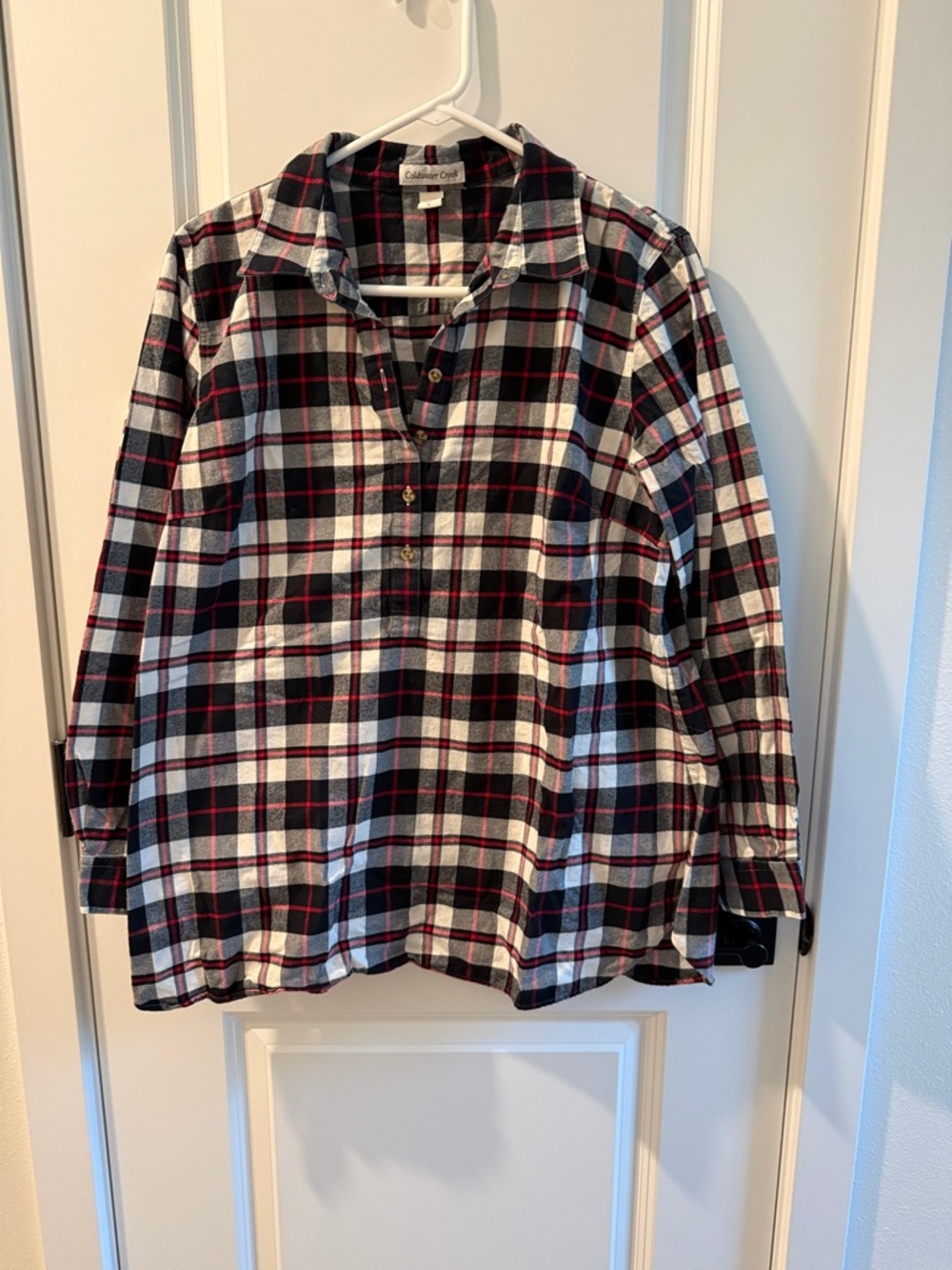 Coldwater Creek Black, White & Red Plaid Shirt